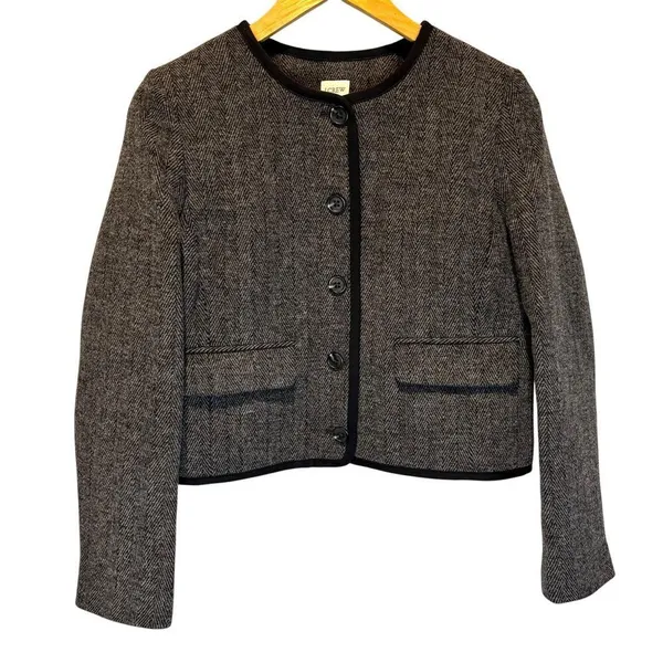J. Crew Factory Wool Blend Herringbone Lady Jacket - size 4 - Image 2