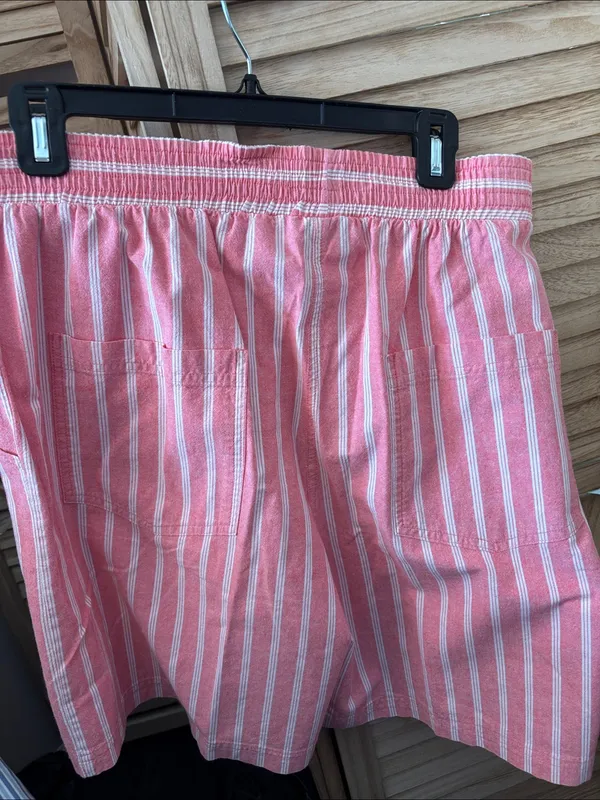 Ladies Striped Elastic-Waist Shorts Large - Image 3