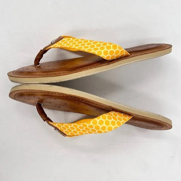 Nautica Gulf Breeze Yellow Honeycomb Fabric Straps Flip Flop Sandal Size 7 - Image 4
