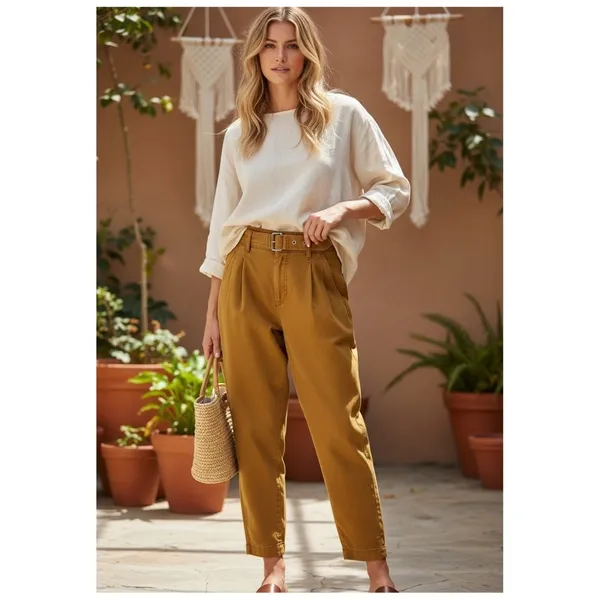 Free People High Waist‎ Belted Pants Women's 2 Tan Boho Chic - Image 7
