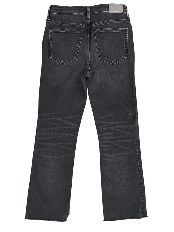 J Crew Washed Out Black Raw Hem Button Fly 9” Billie Demi Boot Cut Crop Jeans 27 - Image 4