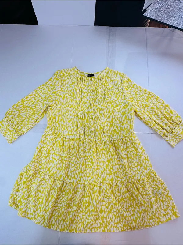 Who What Wear Yellow and White Floral Tiered Midi Dress - Image 2