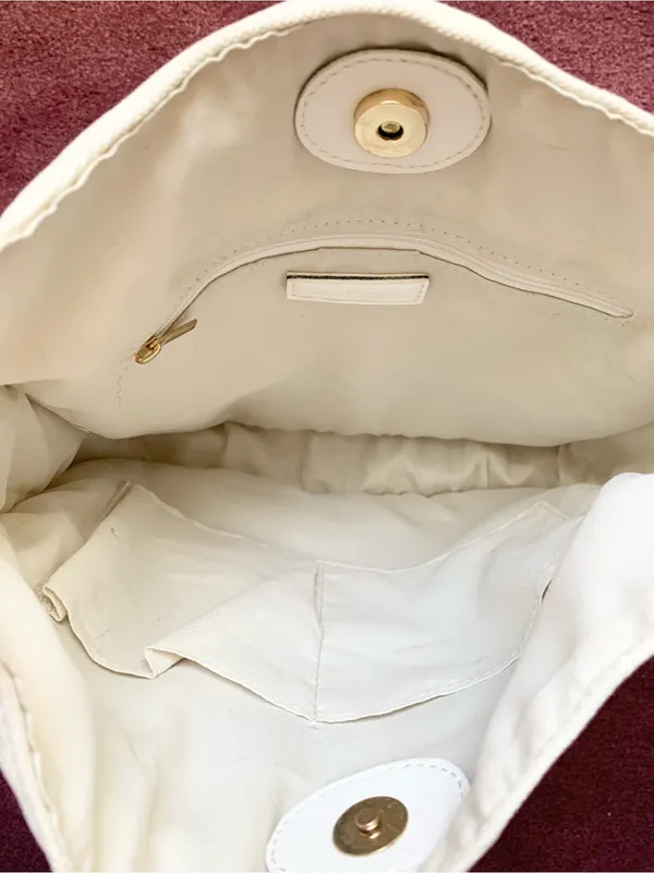 Ah Dorned Canvas Bag White - Image 3