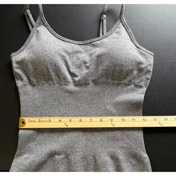 Seamless Womens Slim Fit Yoga Romper M Gray Heathered Slim Fit Modern Bodyshaper - Image 6