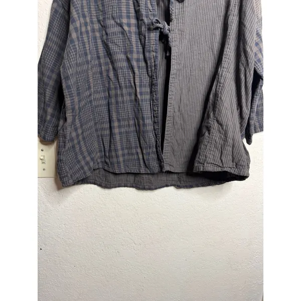 CP Shades x Free People Mixed Plaid Pinstripe Cotton Tie Front Jacket size S - Image 8