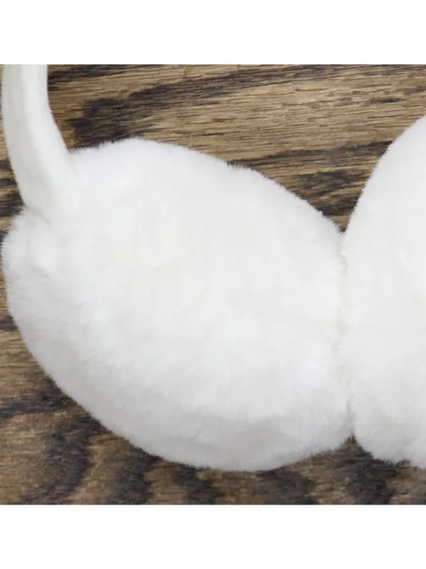NEW Fuzzy Faux Fur Earmuffs White - Image 2