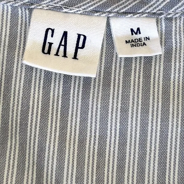 GAP Women's Striped Lace Midi Wrap Dress Tie Waist Flutter Sleeve‎ Blue Size M - Image 3