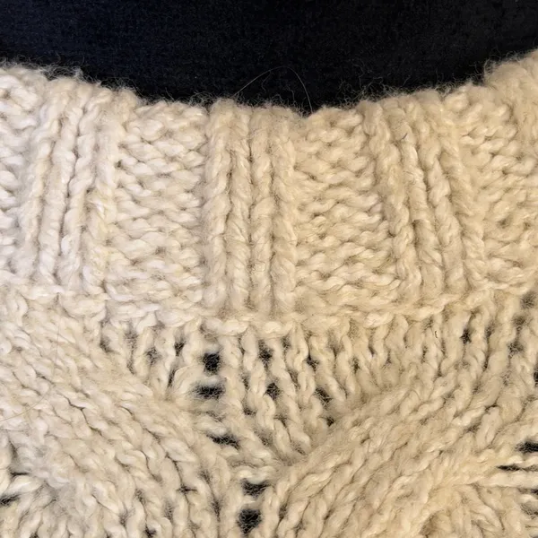 J. Jill Cream & Navy Striped Crew Pullover Preppy Cable Knit Raglan Sweater XS - Image 5