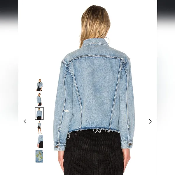NWT Levi's Ex-Boyfriend Trucker Indigo Memory Embroidered Palm Tree Jacket S - Image 3