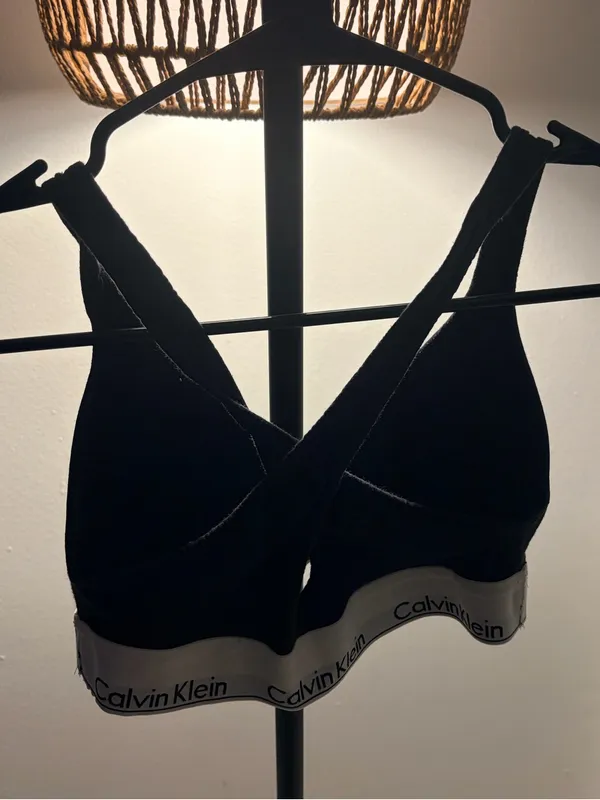 Calvin Klein Black Bralette with Silver Logo Band - Image 4