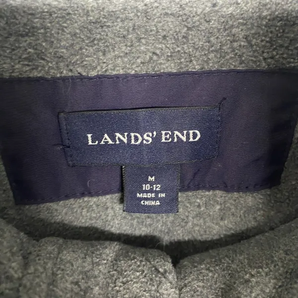 Lands End‎ Coat Womens Medium Blue Full Zip Outdoor Wind Check Nylon - Image 2