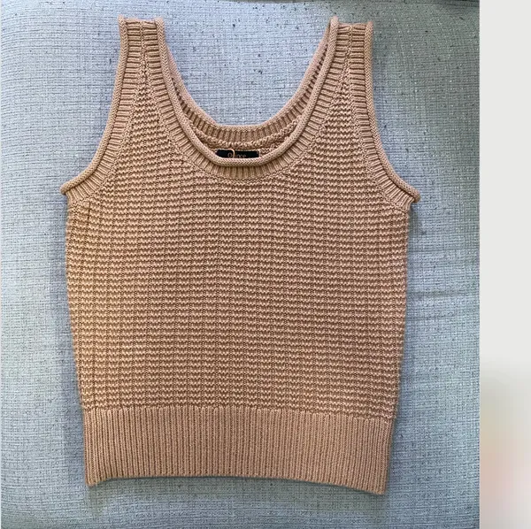 Quince Cotton Knit Vest Camel - Image 3