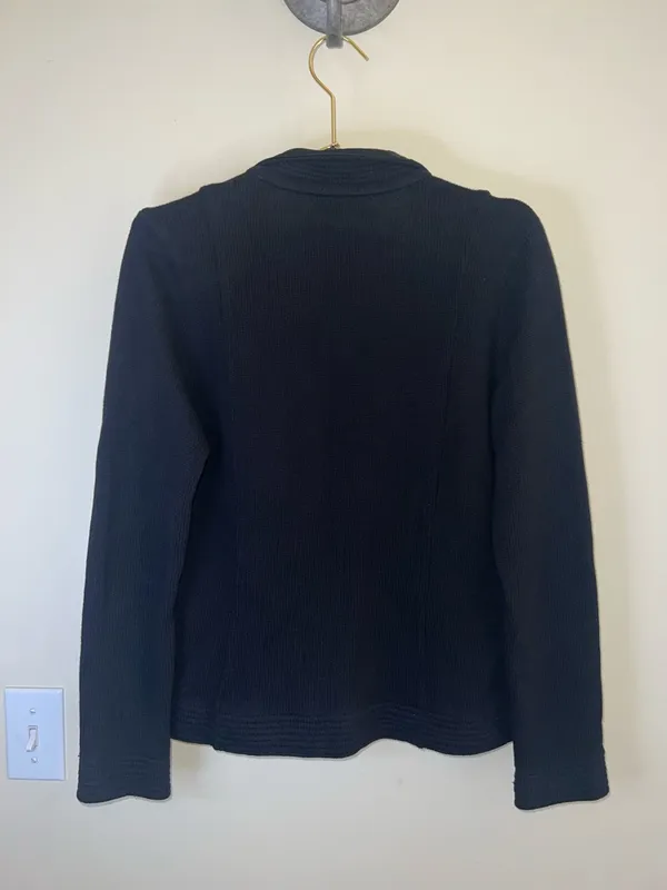 Lauren Ralph Lauren Black Military Knit Jacket Gold Crest Buttons Small‎ - Image 3