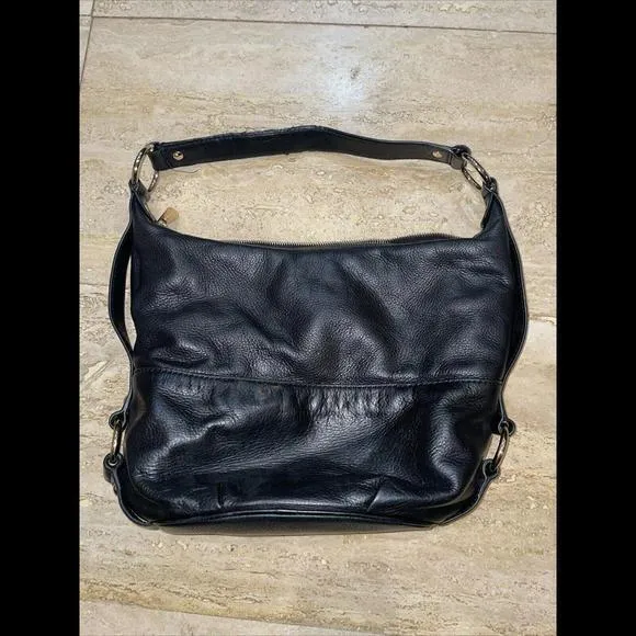 Michael Kors Black Leather Shoulder Bag Purse Gold Hardware 15”x11”‎ - Image 2