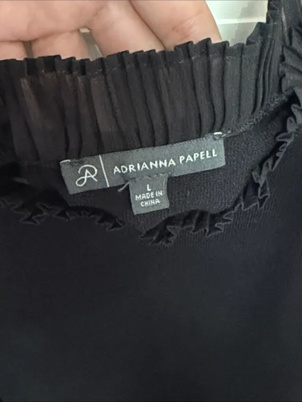 Adrianna Papell Black Short-Sleeve Pleated Sleeve Knit Top - Image 2