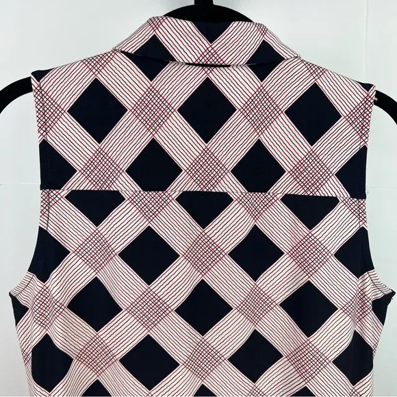 Y2K Tommy Hilfiger Sleeveless Button Front Top Womens Small Plaid Stretch Preppy - Image 4