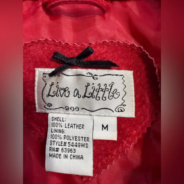 Live a Little Wine Red Suede Leather Vintage Blazer Size M - Image 4