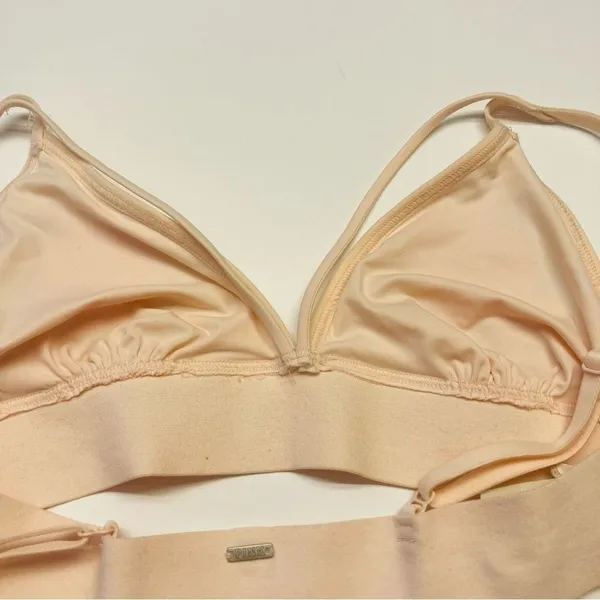 PINK Victoria's Secret Bralette Sz Small Peach Floral Embroidered‎ Star Mesh NEW - Image 12