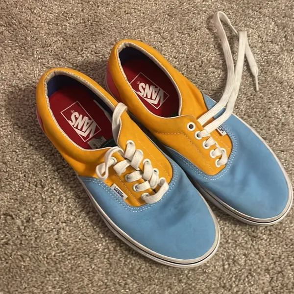 Vans color block tennis shoes canvas in blue and orange - Image 4
