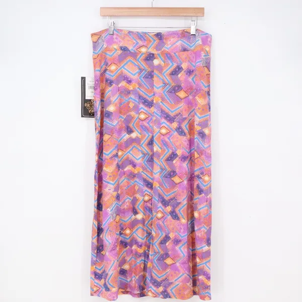 Jane Ashley Maxi Skirt Womens L Orange Purple Geometric Chevron NEW - Image 6