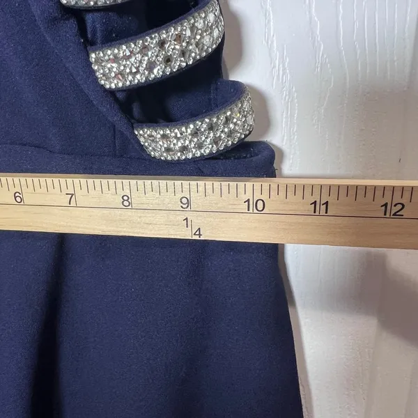 Speechless Navy Blue Halter‎ High Low Rhinestone Side Cutout Formal Dress Size 0 - Image 10