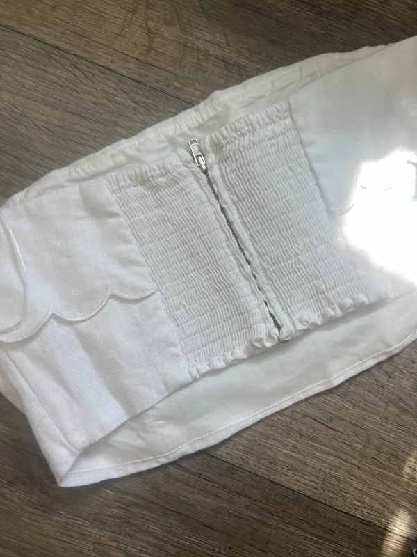 Reformation Lizzi Crop Linen Top White - Size 2 - Image 10