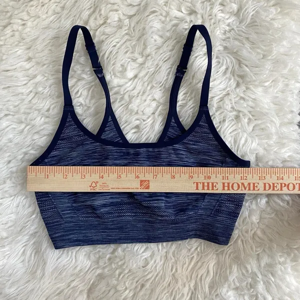 Under Armour Navy Blue Heather Sports Bra Activewear Gym Workout - Image 5