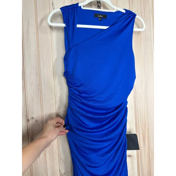 NWT Lulus Enticing Darling Royal Blue Asymmetrical Ruched Maxi Dress Gala Sz S - Image 6