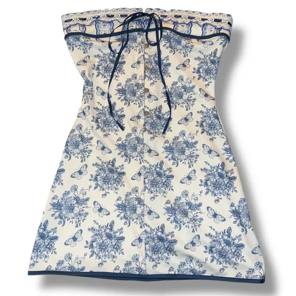 Coquette Floral Mini Strapless Dress - Image 3