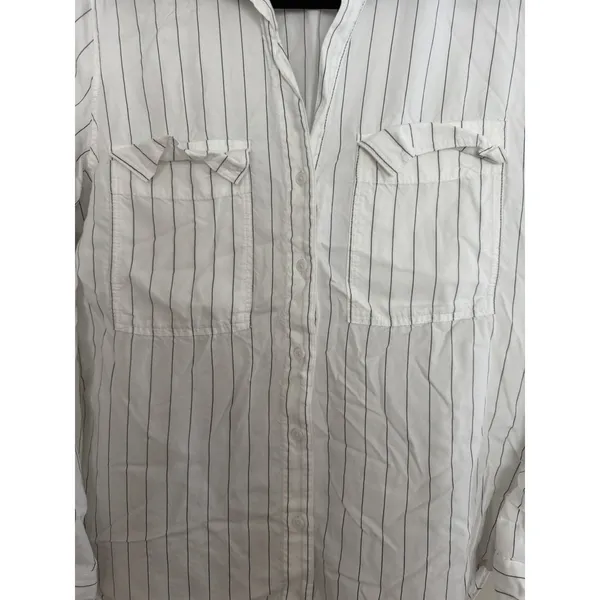 Aritzia Babaton Utility Button Up Relaxed Drapey Twill Shirt Striped Women's Sm - Image 9