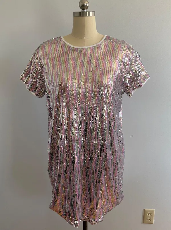 Just Quella Sequin Short Sleeved Tshirt Dress- Size 16-18- NWT - Image 3