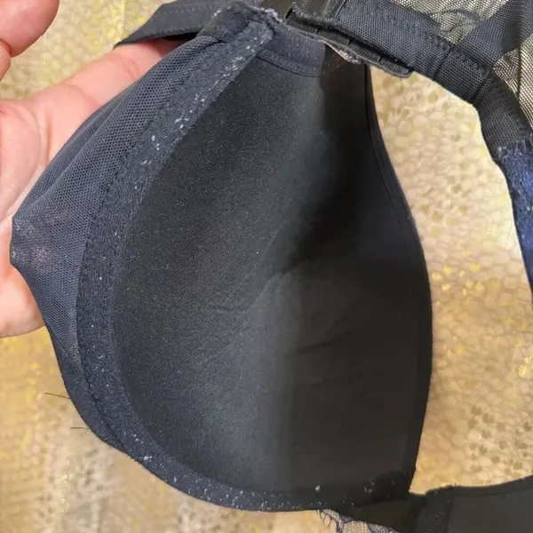 Victorias Secret Very Sexy Pushup Navy Blue Black Lace Rhinestone Bra 38DD - Image 9