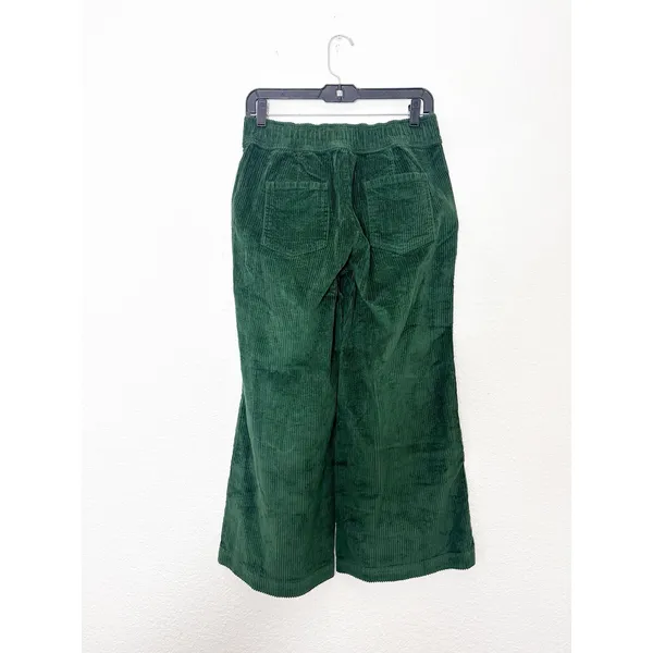 Pact Organic Cotton Corduroy Wide Leg Cropped Pants Size Small Green - Image 13