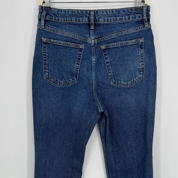 Free People Emmy Split Hem Boot Cut Jeans Size 31 Blue High Rise Raw Hem Boho - Image 10