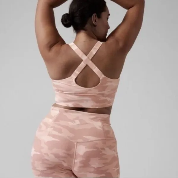 ATHLETA Pink Camo Warrior Longline Sports Bra Size Medium - Image 6