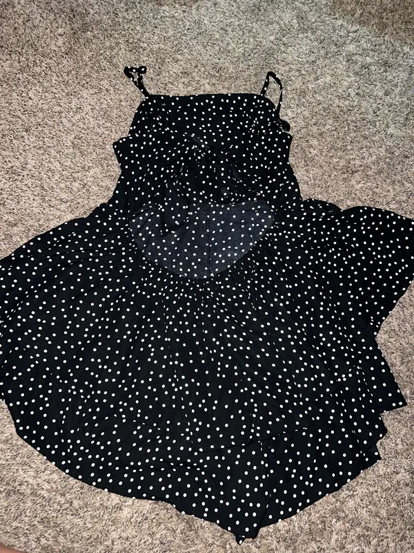 Black polka dot dress Size L - Image 2