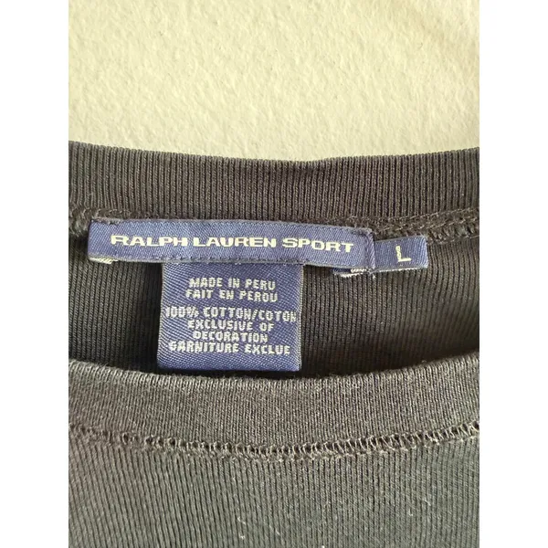 Ralph Lauren Sport Womens Black Long Sleeve Cotton Crew Neck Pony Logo Tee L - Image 3