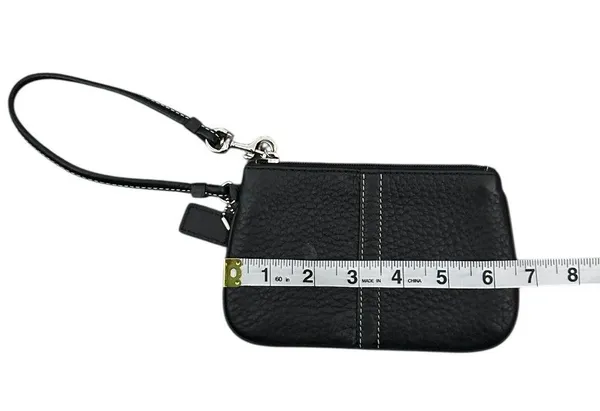 Coach Retro Pebbled Black Leather Wristlet - Image 7