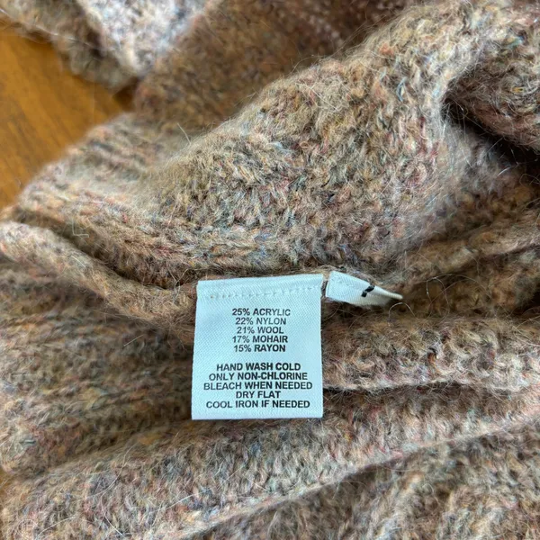 Ann Taylor Loft Taupe Mohair Wool Boat Neck‎ Sweater 3/4 Sleeve Cropped Small - Image 8