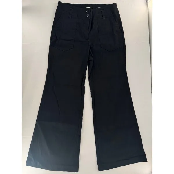 Anthropologie Maeve The Naomi Pants Sz 12 Black High Rise Wide Leg Utility - Image 2