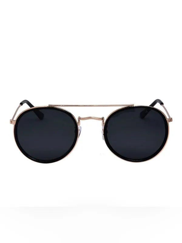 I-SEA Polarized Round Sunglasses - All Aboard Black Lens Gold Metal Frame - Image 5