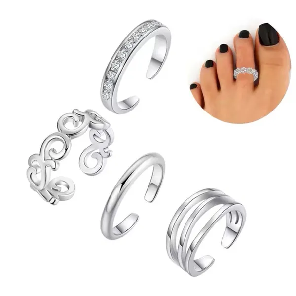 NEW White Gold Filled Adjustable Toe Pinky Midi Finger Simulated‎ Diamond Ring - Image 4