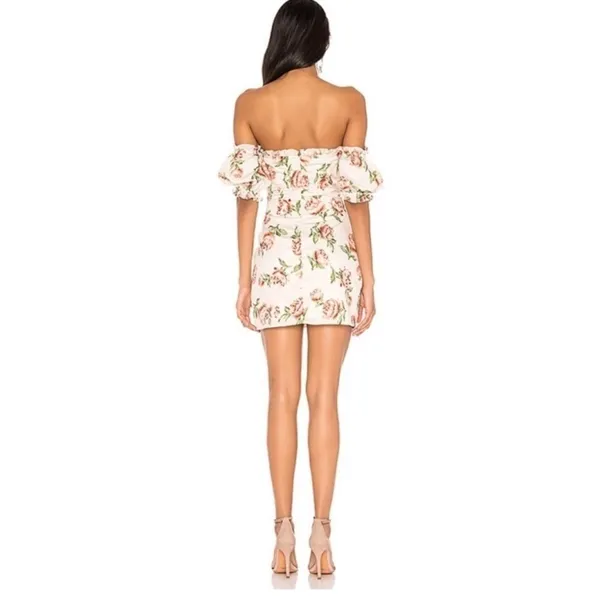 Superdown Revolve Lou Bustier Frill Mini Dress in Nude Floral size Medium $68 - Image 12