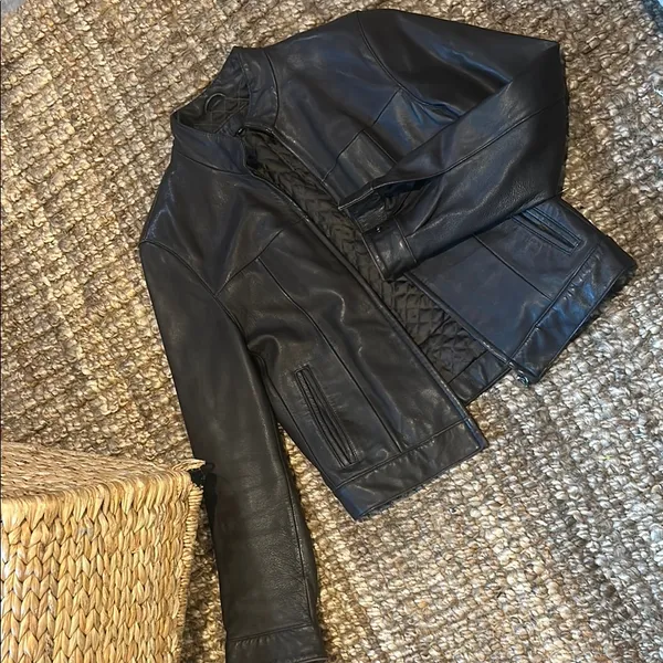Ritz USA Vintage Brown Leather Moto Jacket Size Medium - Image 4
