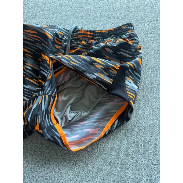 Nike‎ Womens Dri-FIT Running Shorts Orange Black Camo Tiger Stripe Medium - Image 4