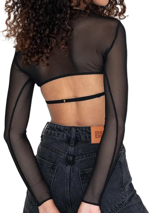 White long sleeve sheer top - Image 3