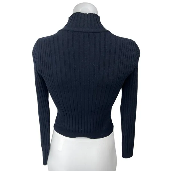 Urban Outfitters Black Ribbed Knit Turtleneck Cropped Pullover Sweater Top M - Image 2