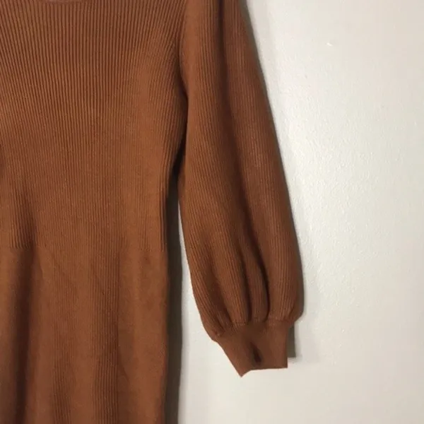Hyfve brown puffer sleeves sweater dress size large ladies cute‎ modest - Image 6