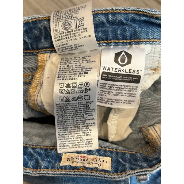 Levis 721 High Rise Skinny Jeans Blue Distressed Stretch Denim Womens Size 26 - Image 6