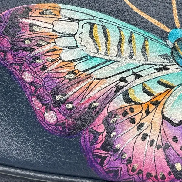 New Anuschka Hand Painted Leather RFID Camera Crossbody Bag Magical Wings - Image 8